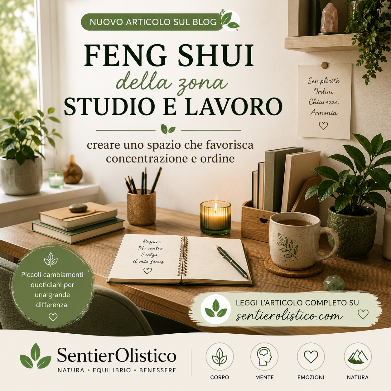 Feng Shui della zona studio e lavoro: creare uno spazio che favorisca concentrazione e ordine